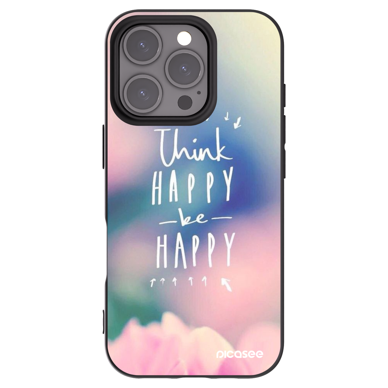 Picasee Apple iPhone 16 Pro Hülle - Schwarzes Silikon - Denke positiv!