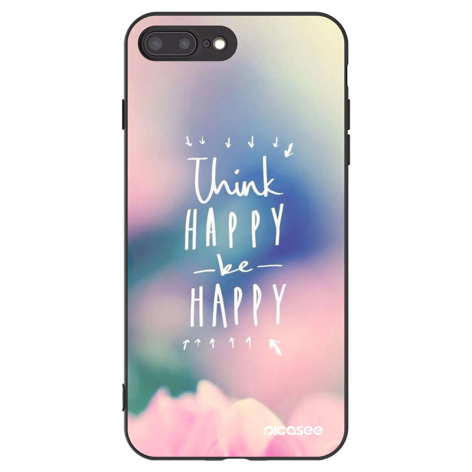 Picasee Apple iPhone 7 Plus Hülle - Schwarzes Silikon - Denke positiv!