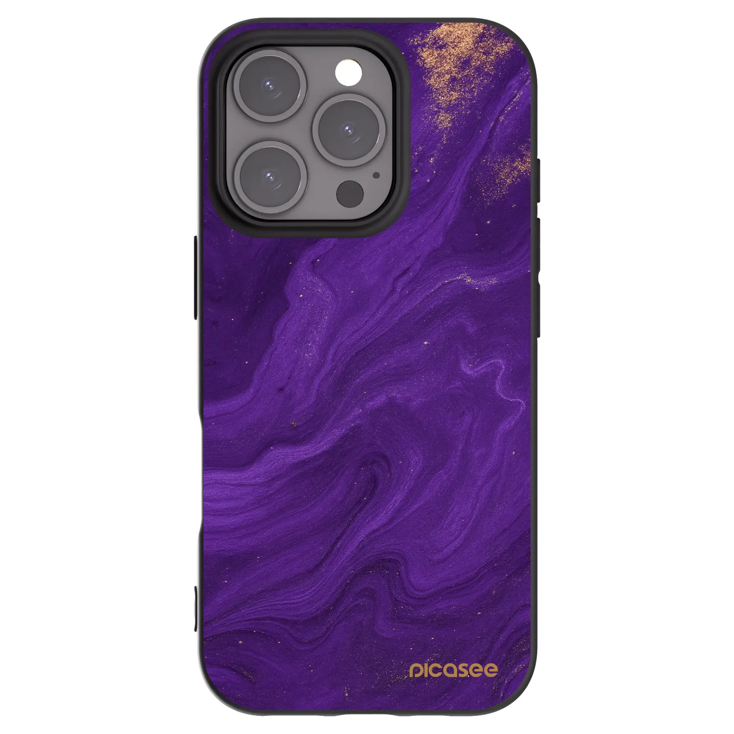 Picasee Apple iPhone 16 Pro Hülle - Schwarzes Silikon - Purple
