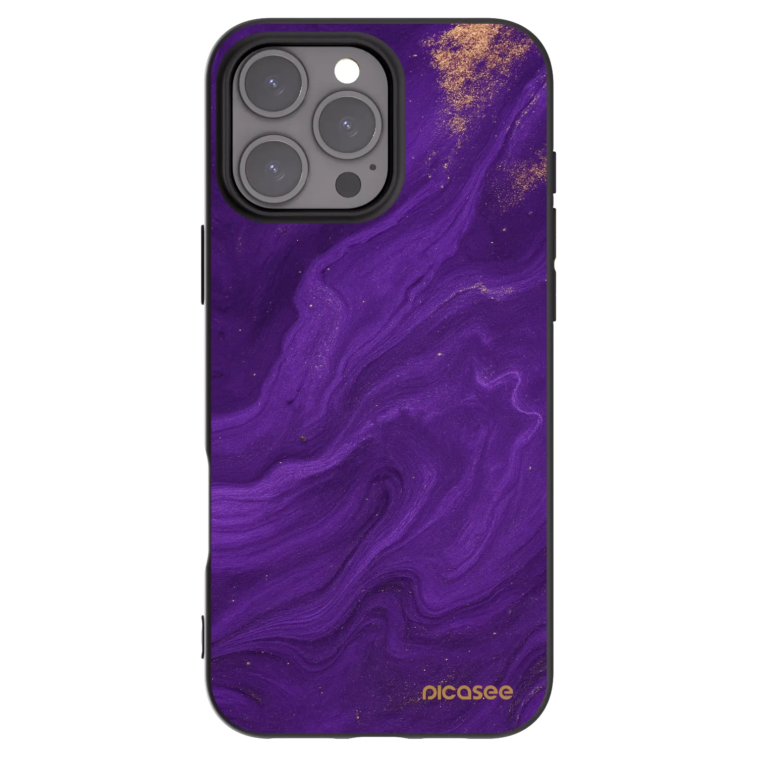 Picasee Apple iPhone 16 Pro Max Hülle - Schwarzes Silikon - Purple