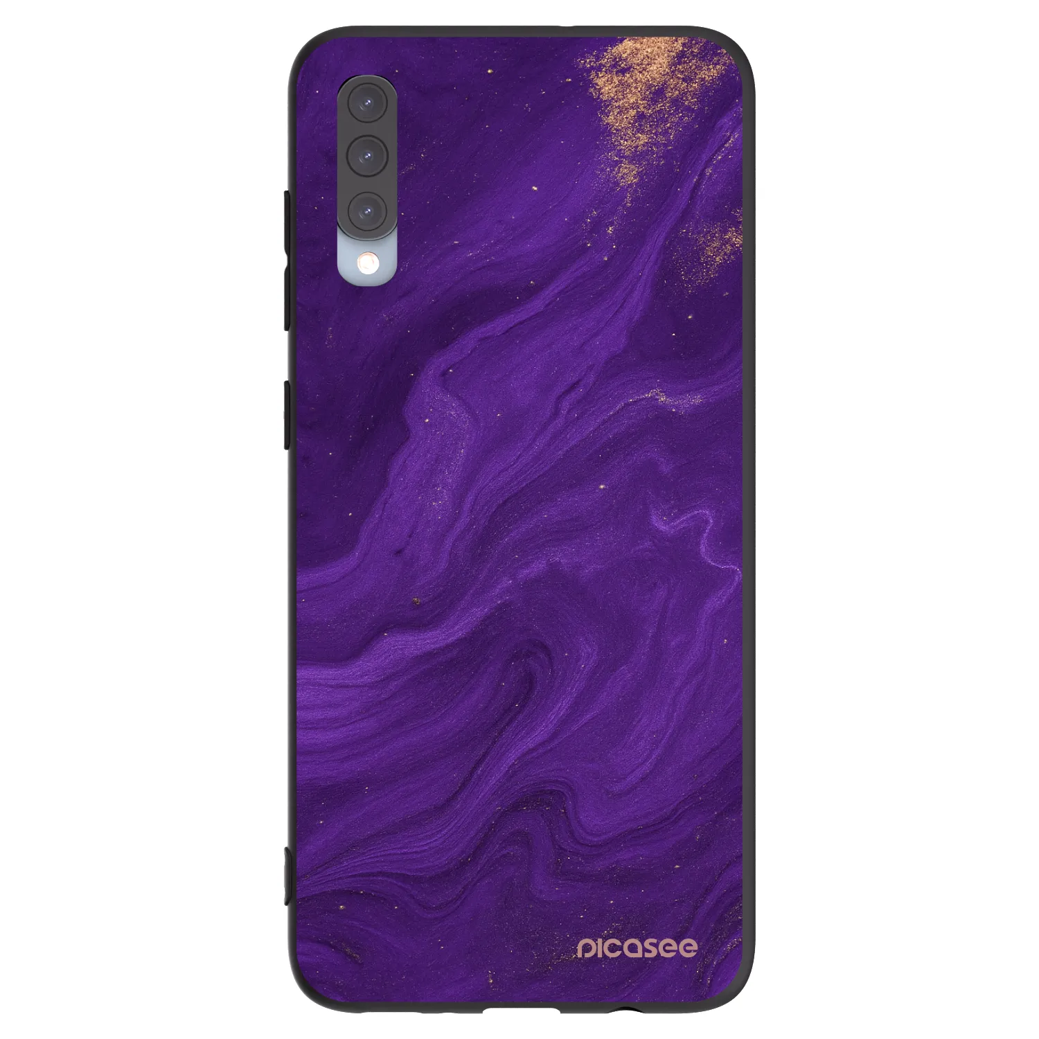 Picasee Samsung Galaxy A70 A705F Hülle - Schwarzes Silikon - Purple