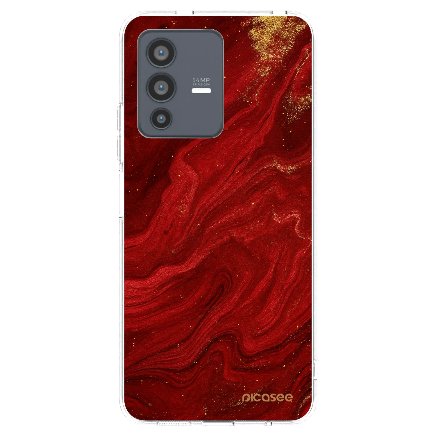 Picasee Vivo V23 5G Hülle - Transparentes Silikon - Red