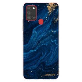 Picasee Samsung Galaxy A21s Hülle - Transparentes Silikon - Blue