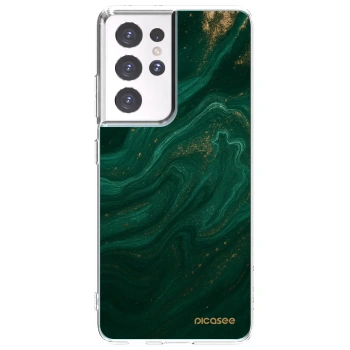 Picasee Samsung Galaxy S21 Ultra 5G G998B Hülle - Transparentes Silikon - Green