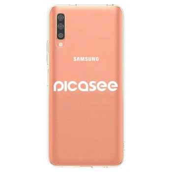 Picasee Samsung Galaxy A70 A705F Hülle - Transparentes Silikon - Picasee - new logo - white