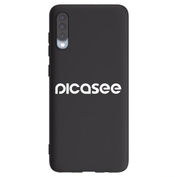 Picasee Samsung Galaxy A70 A705F Hülle - Schwarzes Silikon - Picasee - new logo - white