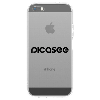 Picasee Apple iPhone 5/5S/SE Hülle - Transparentes Silikon - Picasee - new logo - black