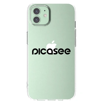 Picasee Apple iPhone 12 Hülle - Transparentes Silikon - Picasee - new logo - black