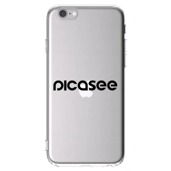 Picasee Apple iPhone 6/6S Hülle - Transparentes Silikon - Picasee - new logo - black