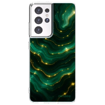 Picasee Samsung Galaxy S21 Ultra 5G G998B Hülle - Transparentes Silikon - Emerald