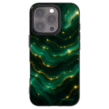 Picasee Apple iPhone 16 Pro Hülle - Schwarzes Silikon - Emerald
