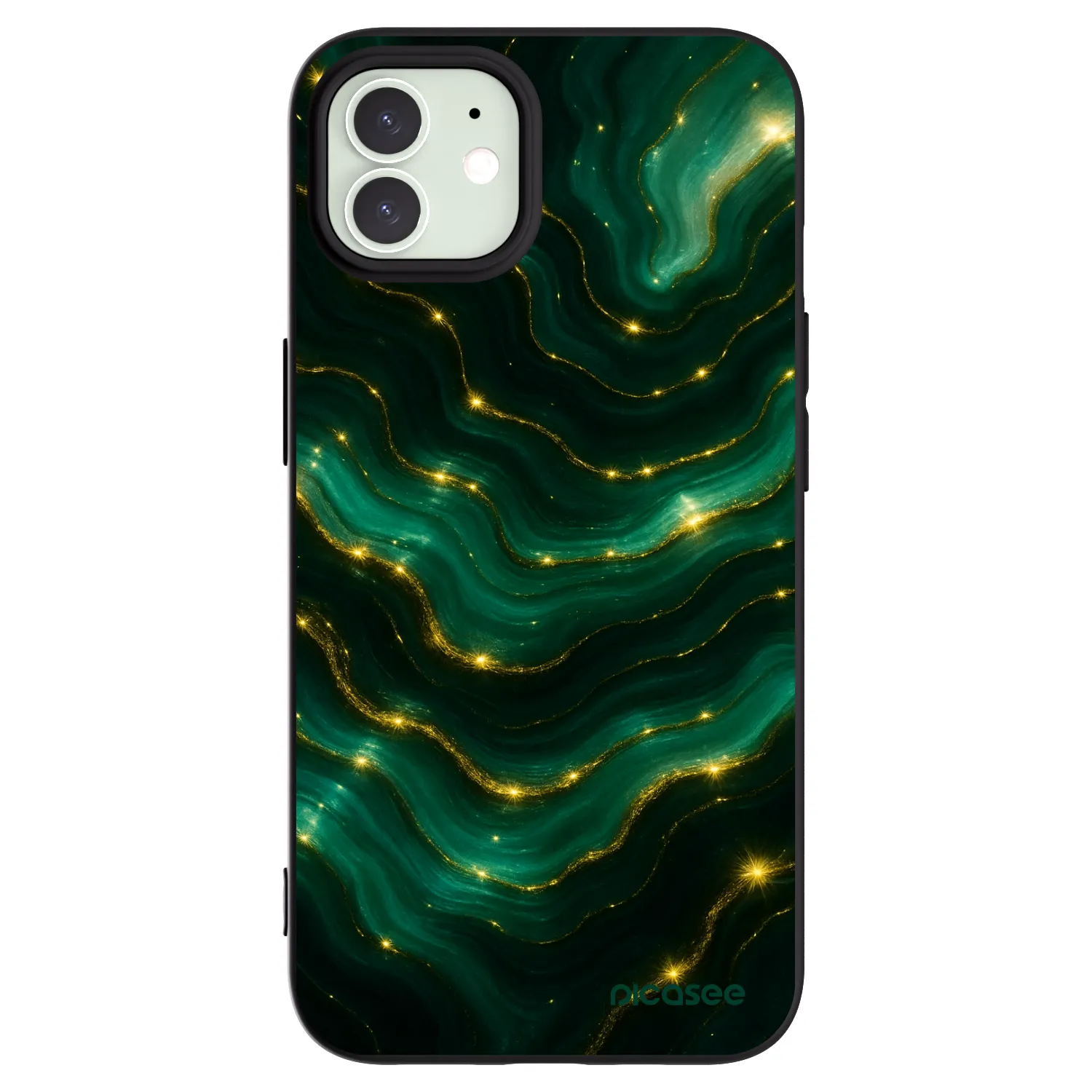 Picasee Apple iPhone 12 Hülle - Schwarzes Silikon - Emerald
