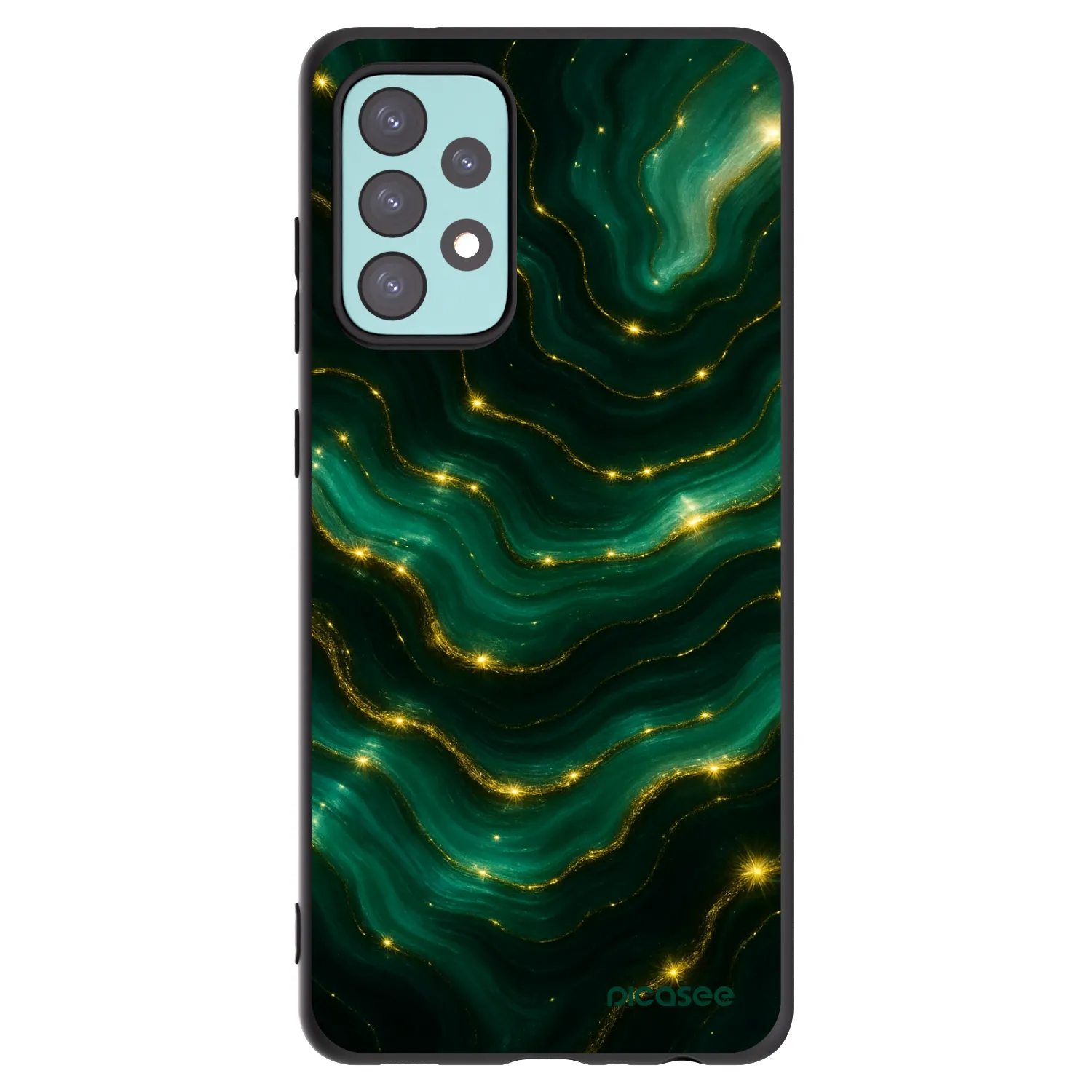 Picasee Samsung Galaxy A72 A725F Hülle - Schwarzes Silikon - Emerald