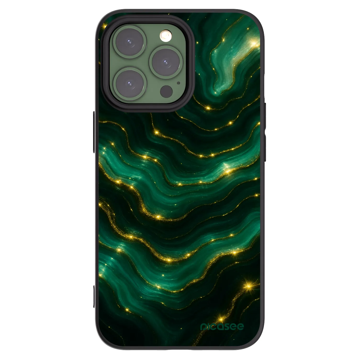 Picasee Apple iPhone 13 Pro Hülle - Schwarzes Silikon - Emerald