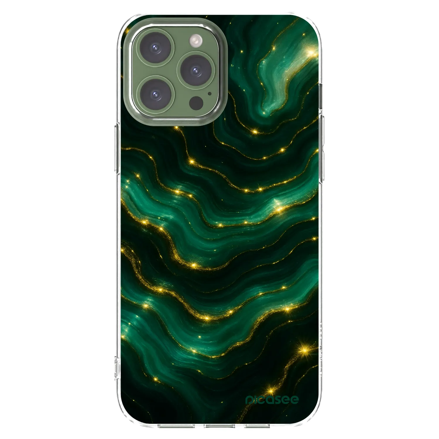 Picasee Apple iPhone 13 Pro Max Hülle - Transparentes Silikon - Emerald
