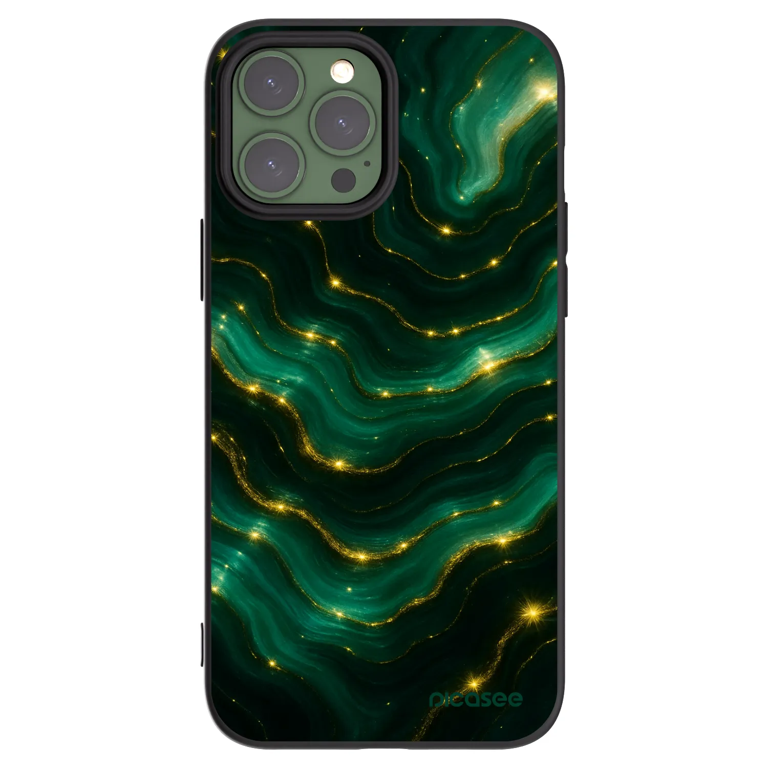 Picasee Apple iPhone 13 Pro Max Hülle - Schwarzes Silikon - Emerald