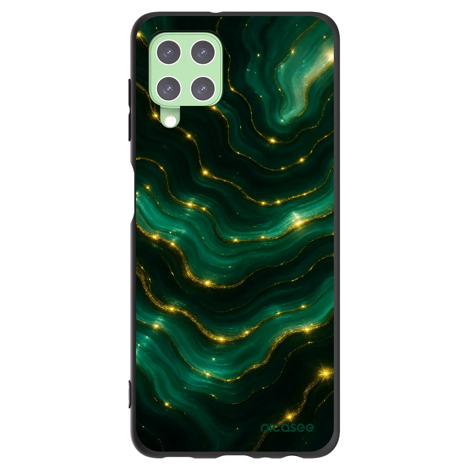 Picasee Samsung Galaxy A22 A225F 4G Hülle - Schwarzes Silikon - Emerald