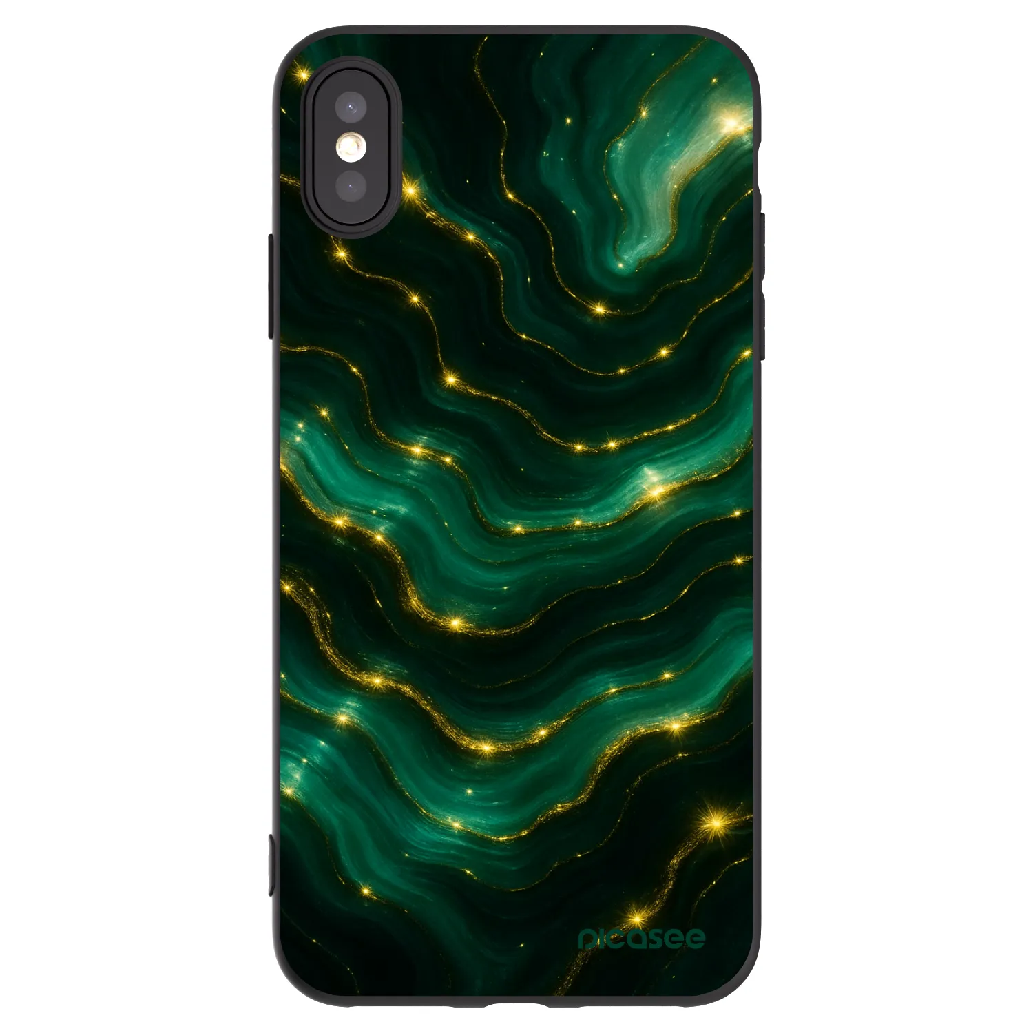Picasee Apple iPhone XS Max Hülle - Schwarzes Silikon - Emerald