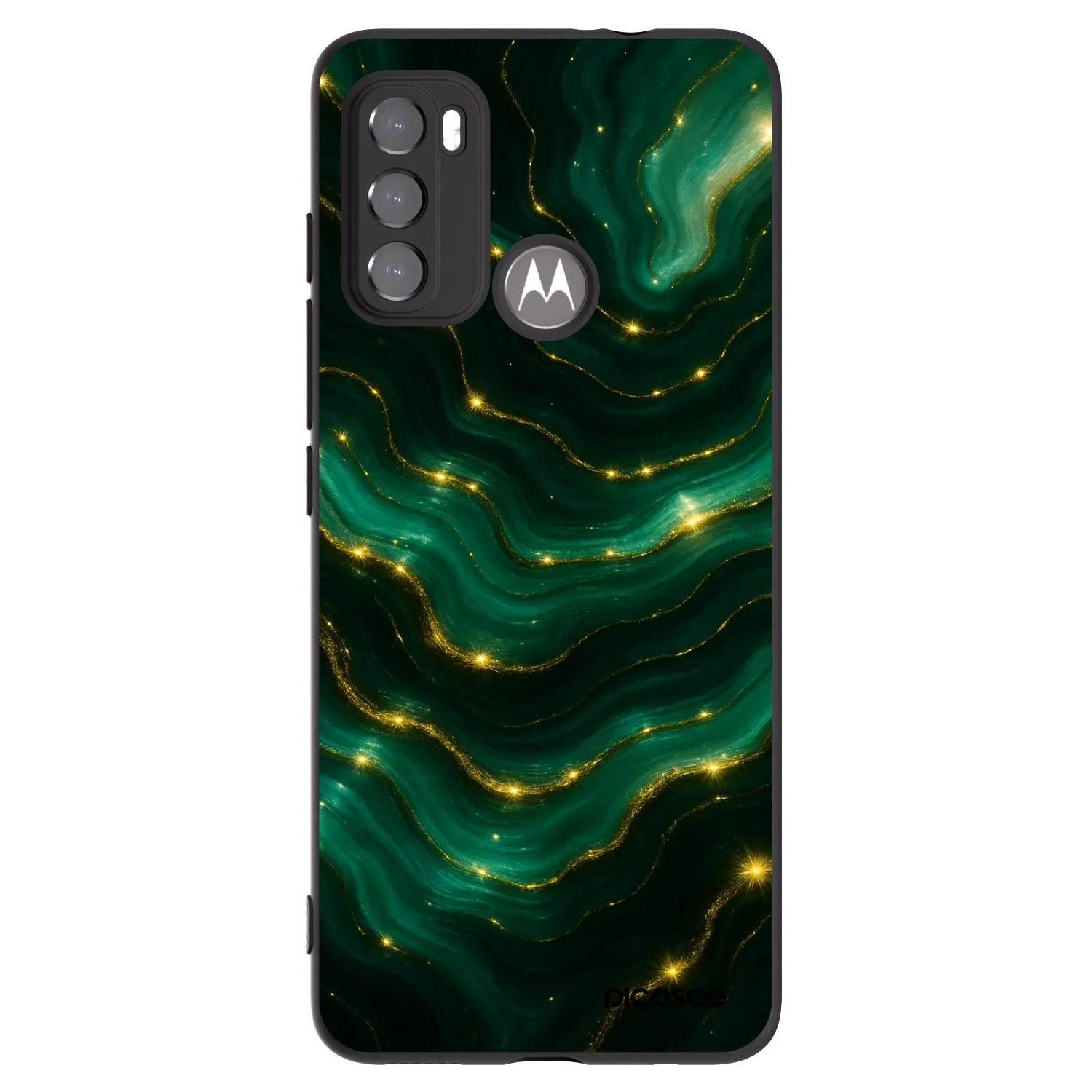 Picasee Motorola Moto G60 Hülle - Schwarzes Silikon - Emerald