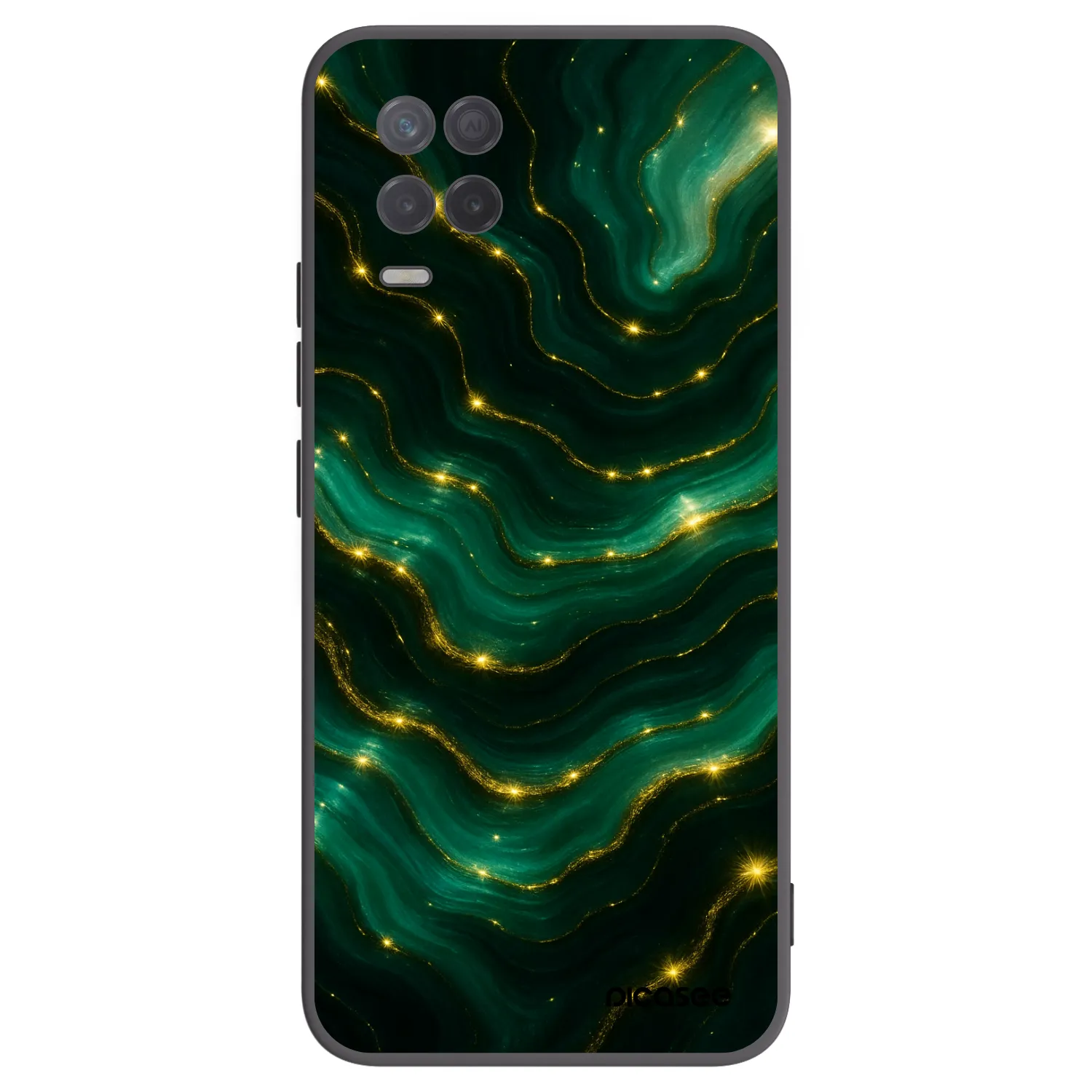 Picasee Realme 8 5G Hülle - Schwarzes Silikon - Emerald
