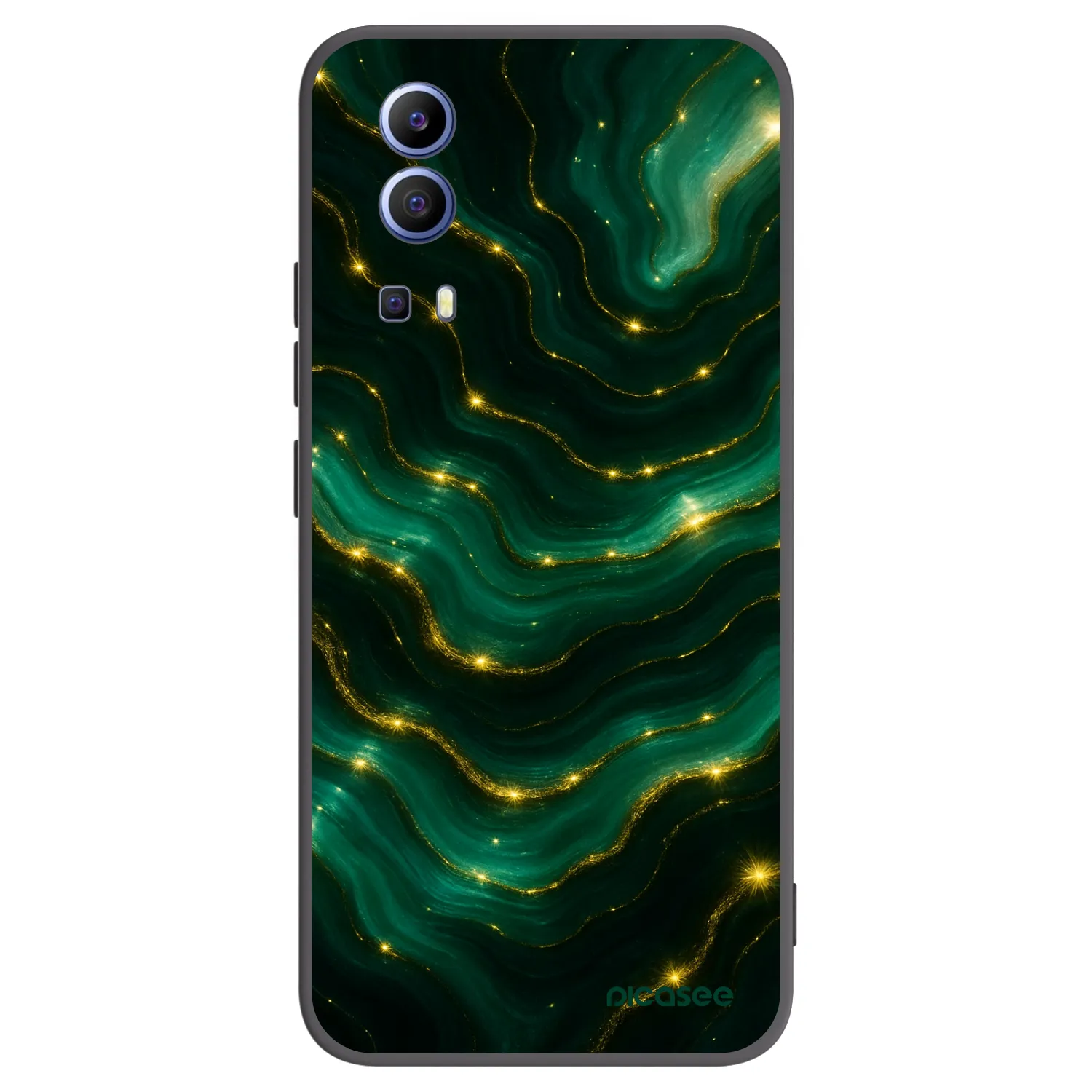 Picasee Vivo Y52 5G Hülle - Schwarzes Silikon - Emerald