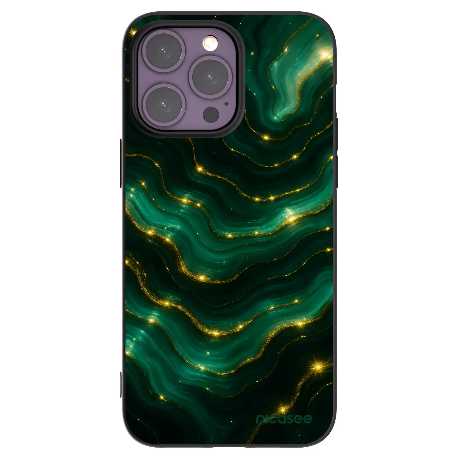 Picasee Apple iPhone 14 Pro Max Hülle - Schwarzes Silikon - Emerald