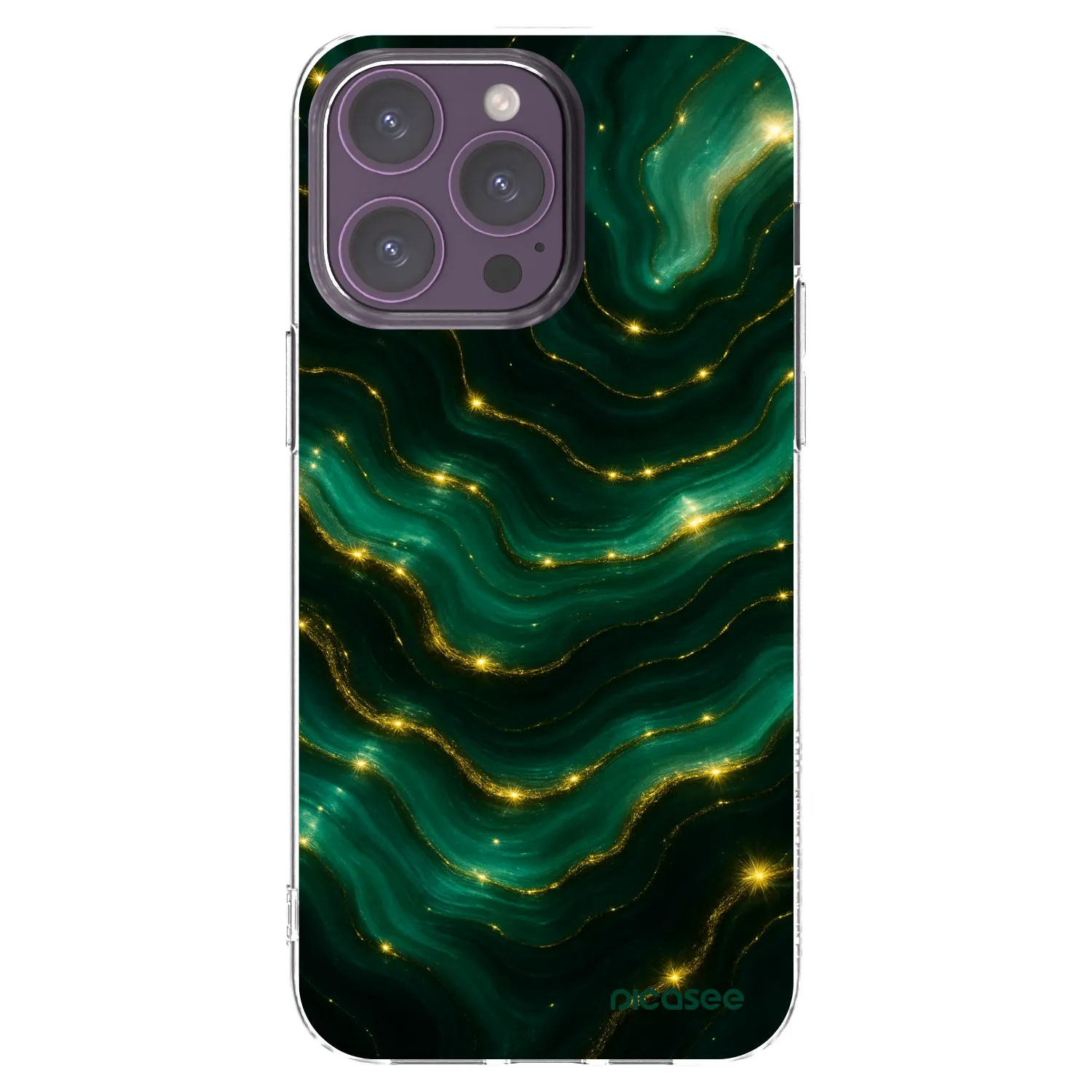 Picasee Apple iPhone 14 Pro Max Hülle - Transparentes Silikon - Emerald