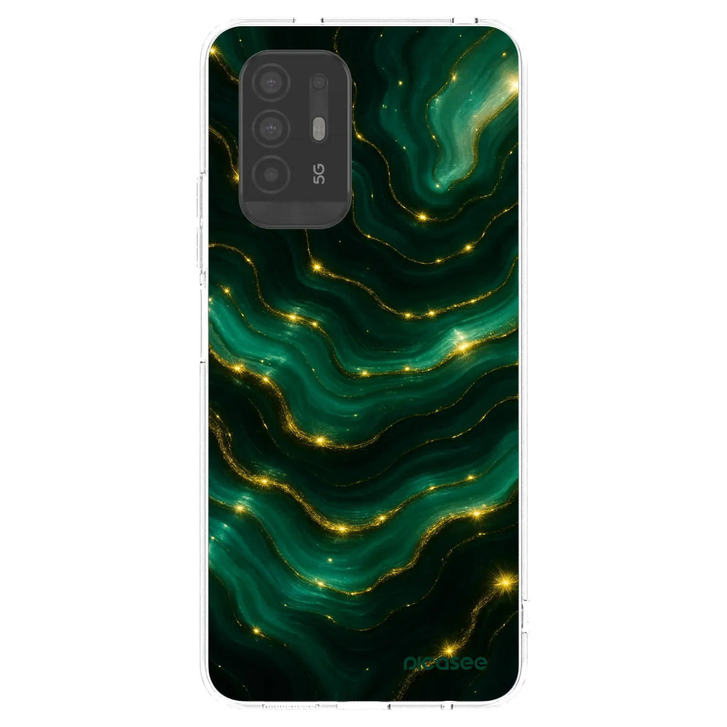 Picasee OPPO A94 5G Hülle - Transparentes Silikon - Emerald