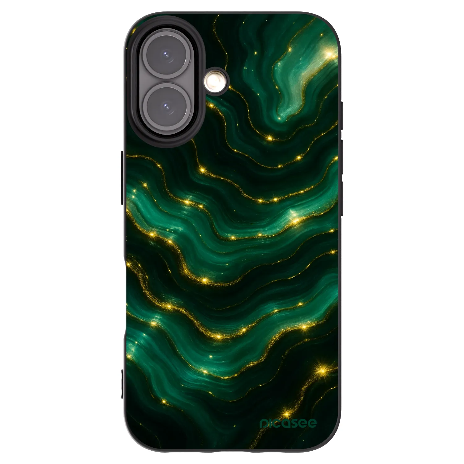 Picasee Apple iPhone 16 Hülle - Schwarzes Silikon - Emerald