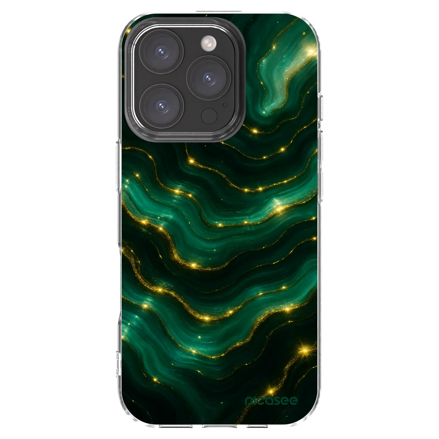 Picasee Apple iPhone 16 Pro Hülle - Transparentes Silikon - Emerald