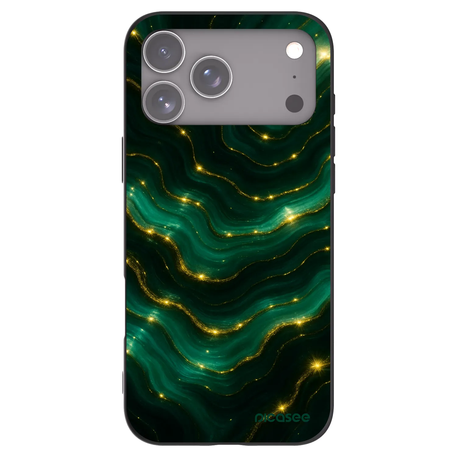 Picasee Apple iPhone 17 Pro Max Hülle - Schwarzes Silikon - Emerald