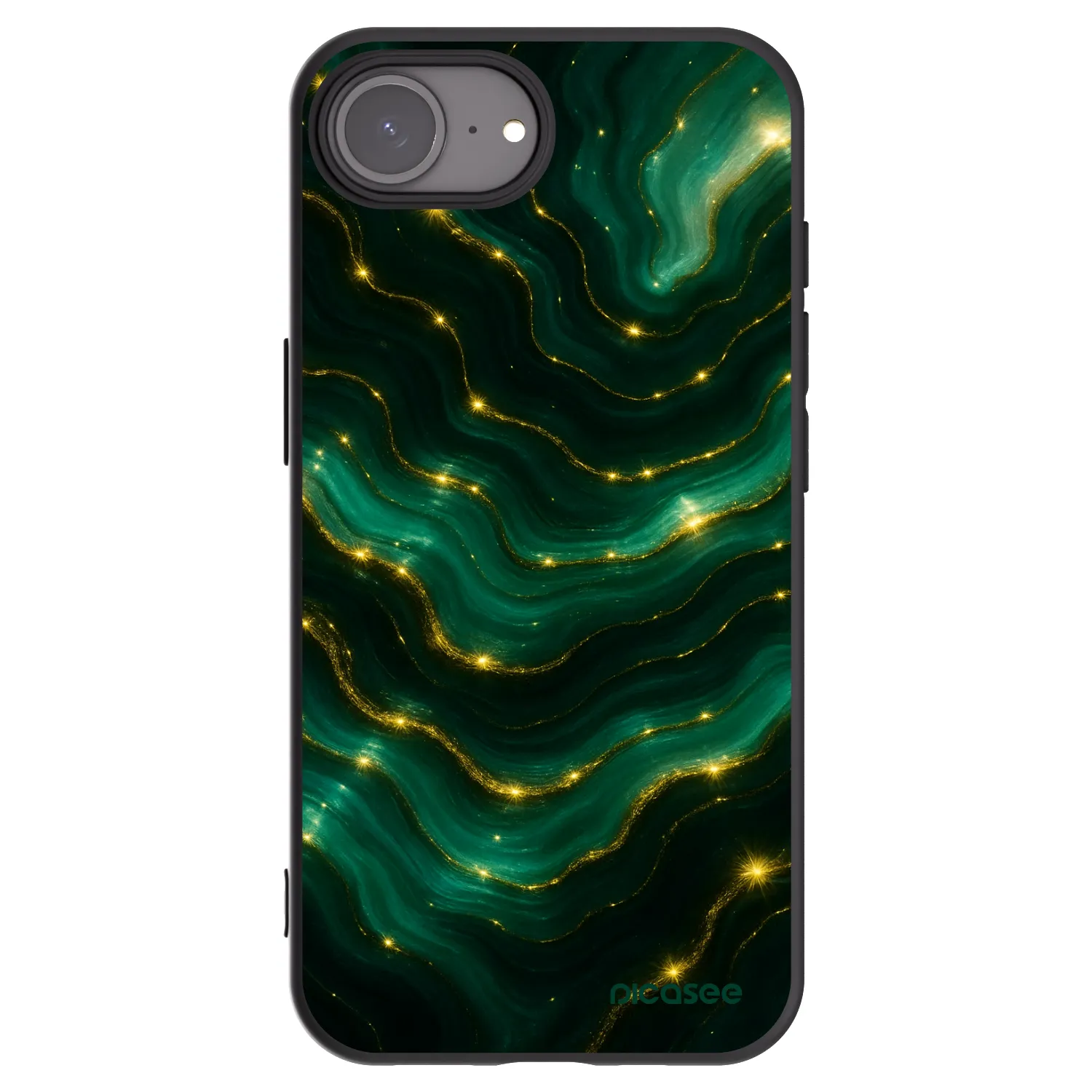 Picasee Apple iPhone 17e Hülle - Schwarzes Silikon - Emerald