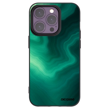 Picasee Apple iPhone 14 Pro Hülle - Schwarzes Silikon - Malachite