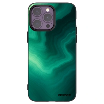 Picasee Apple iPhone 14 Pro Max Hülle - Schwarzes Silikon - Malachite