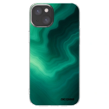 Picasee Apple iPhone 15 Plus Hülle - Transparentes Silikon - Malachite