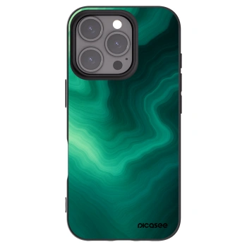 Picasee Apple iPhone 16 Pro Hülle - Schwarzes Silikon - Malachite