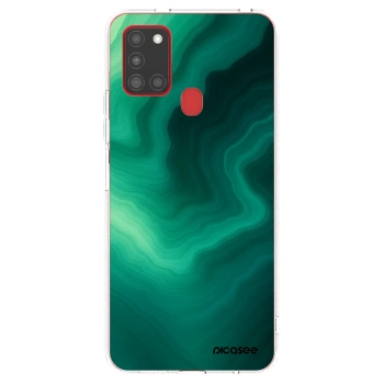 Picasee Samsung Galaxy A21s Hülle - Transparentes Silikon - Malachite