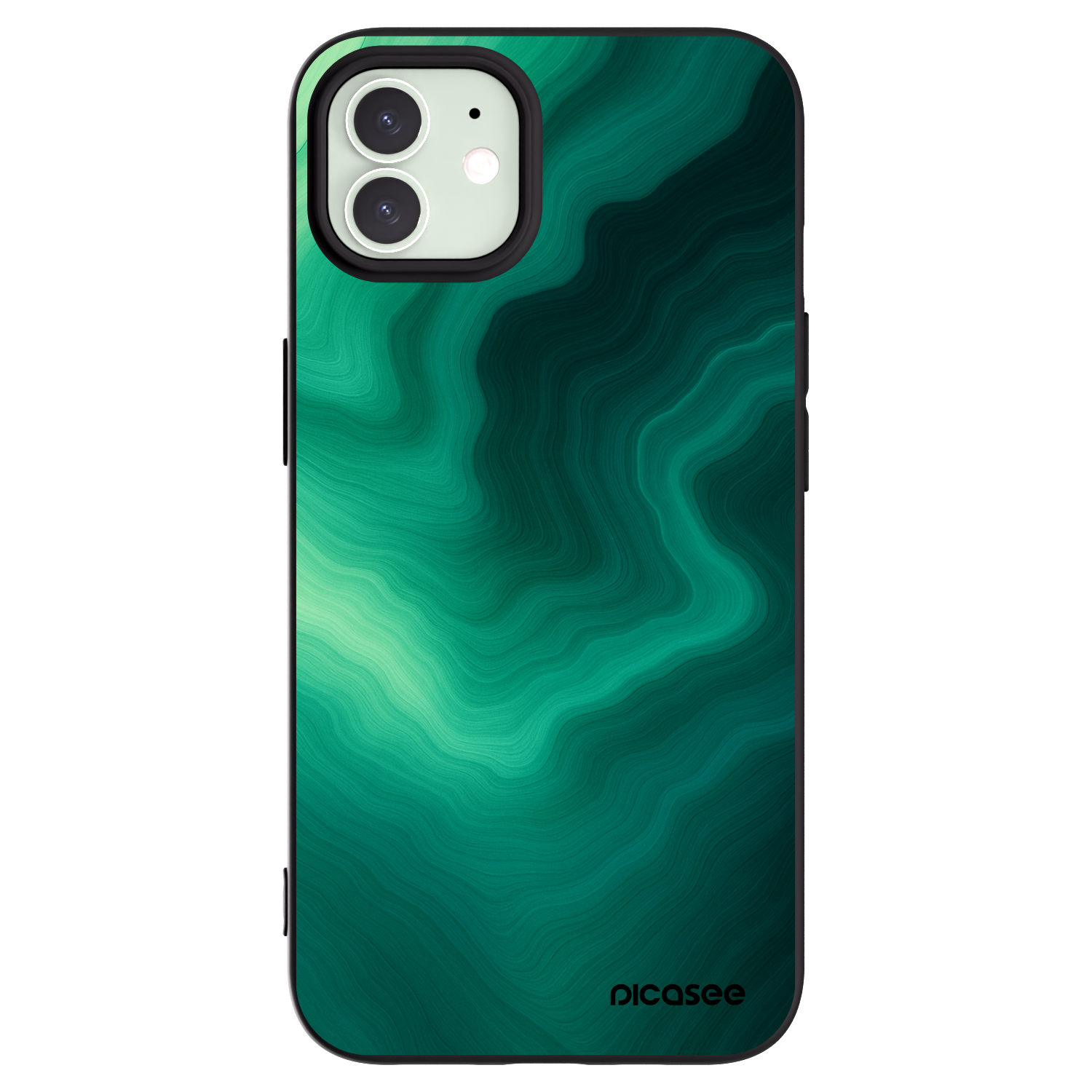 Picasee Apple iPhone 12 Hülle - Schwarzes Silikon - Malachite
