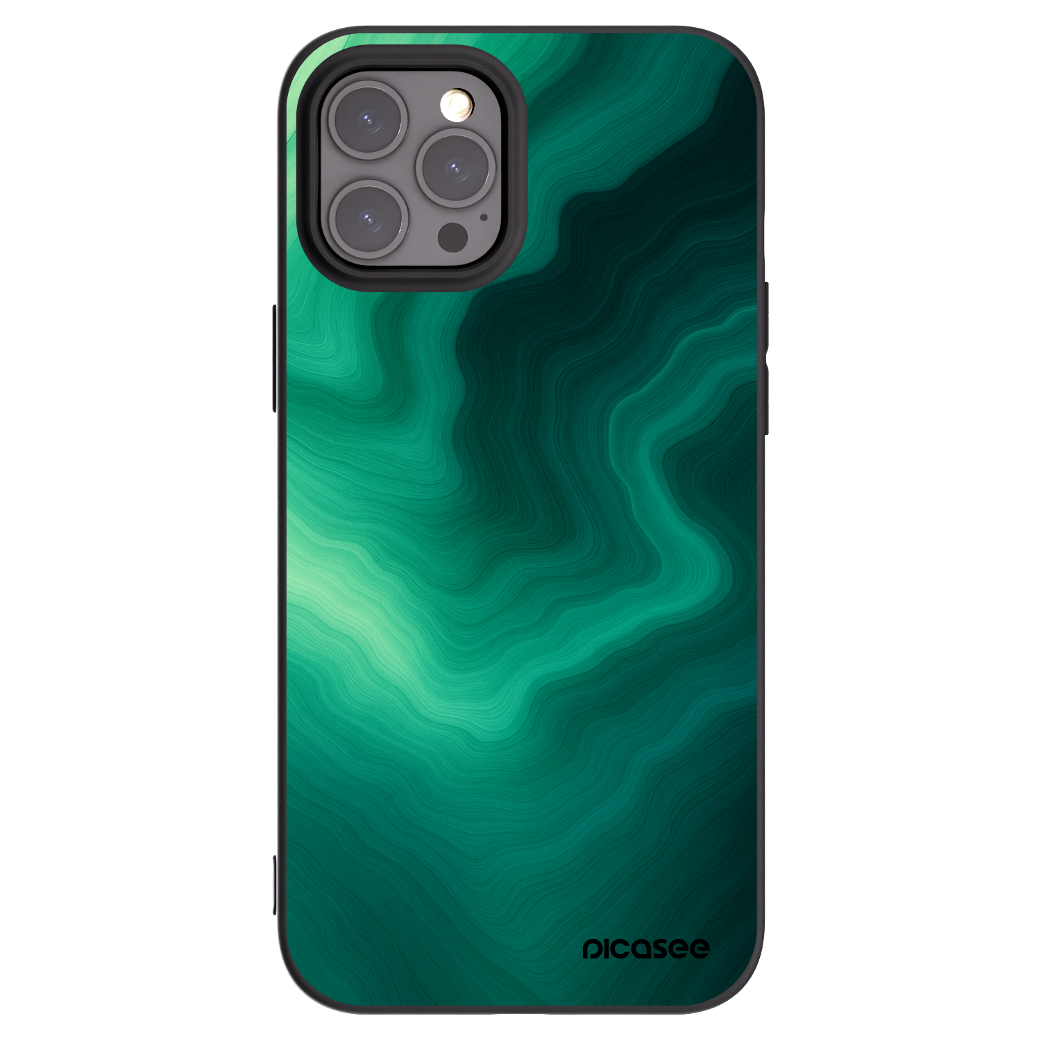 Picasee Apple iPhone 12 Pro Max Hülle - Schwarzes Silikon - Malachite