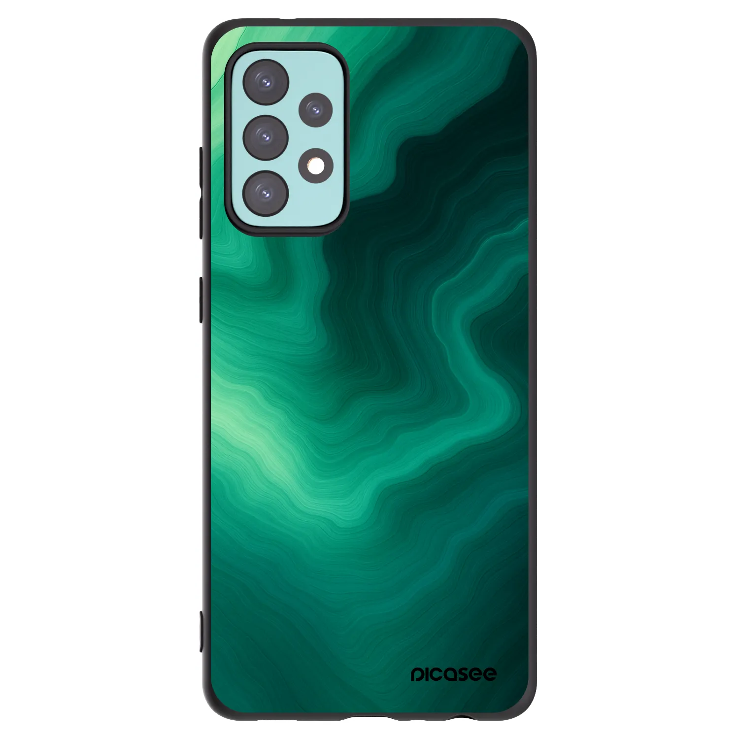 Picasee Samsung Galaxy A72 A725F Hülle - Schwarzes Silikon - Malachite