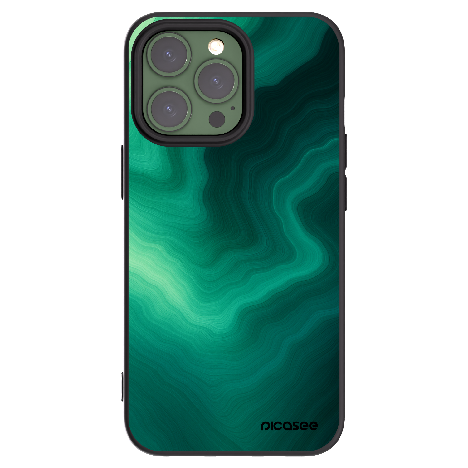 Picasee Apple iPhone 13 Pro Hülle - Schwarzes Silikon - Malachite