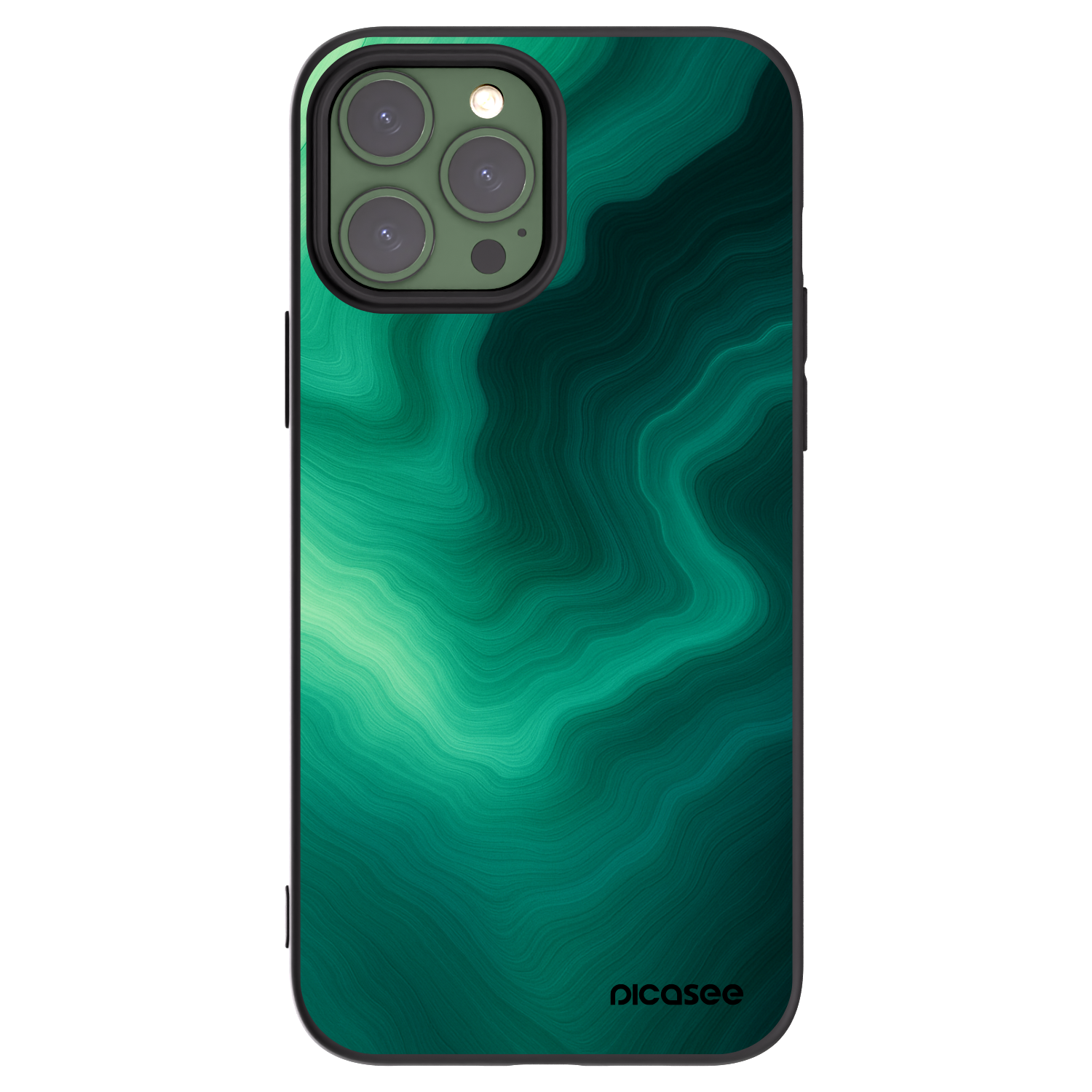 Picasee Apple iPhone 13 Pro Max Hülle - Schwarzes Silikon - Malachite