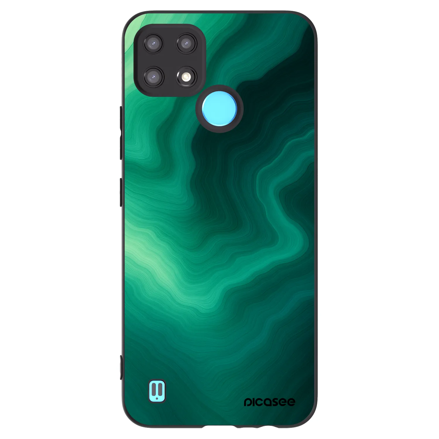 Picasee Realme C21 Hülle - Schwarzes Silikon - Malachite