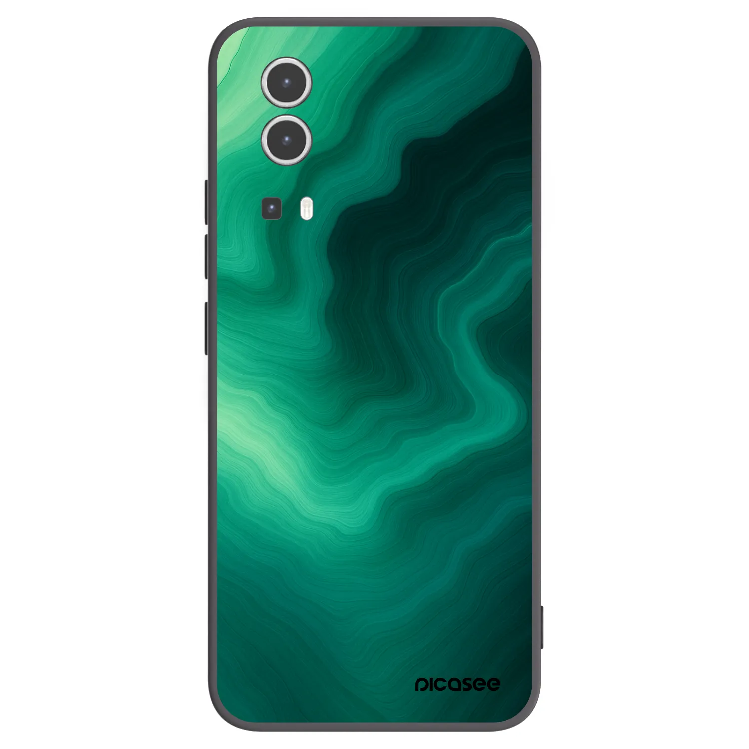 Picasee Vivo Y72 5G Hülle - Schwarzes Silikon - Malachite