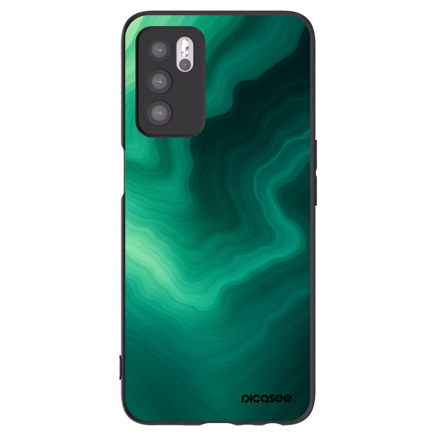Picasee OPPO A16s Hülle - Schwarzes Silikon - Malachite