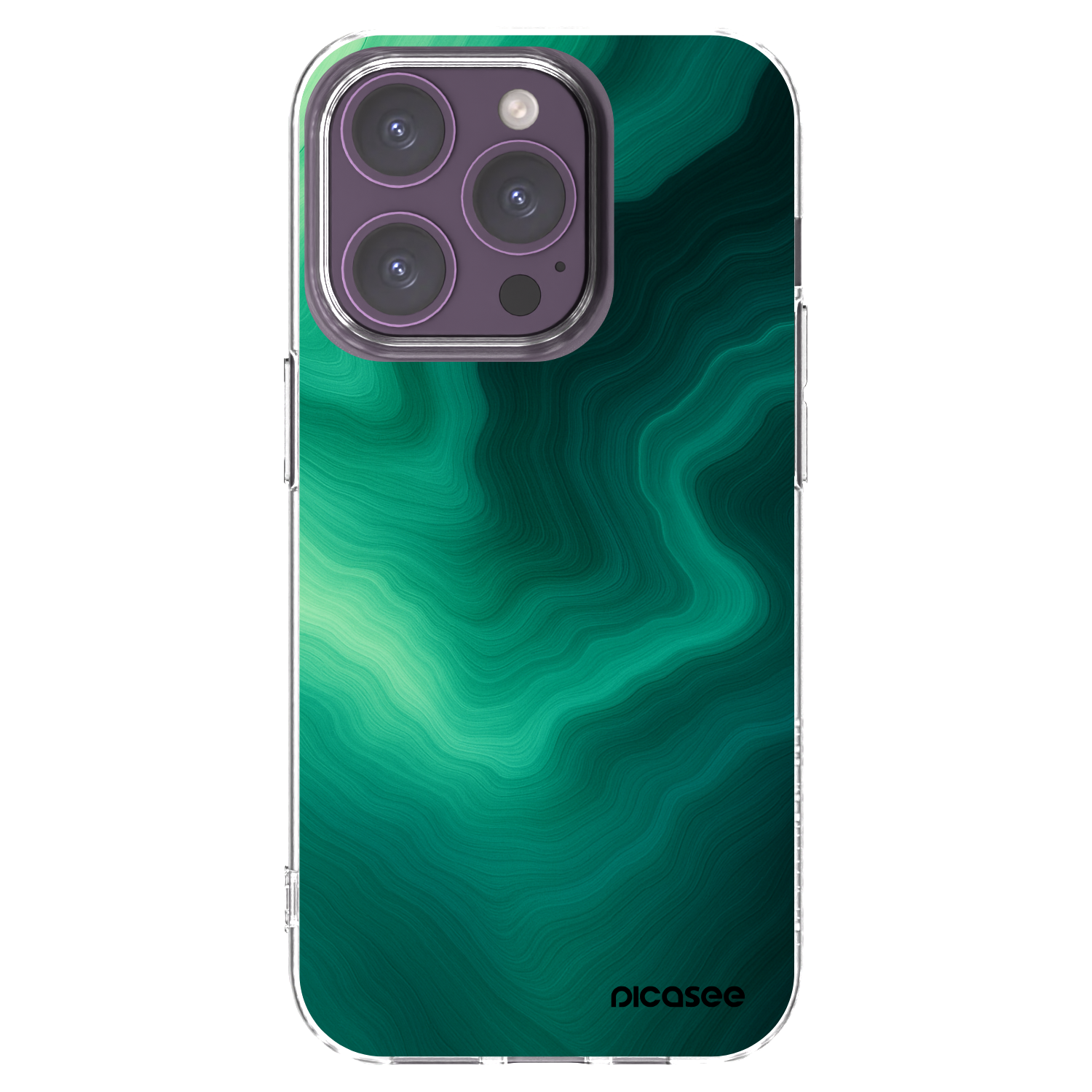 Picasee Apple iPhone 14 Pro Hülle - Transparentes Silikon - Malachite