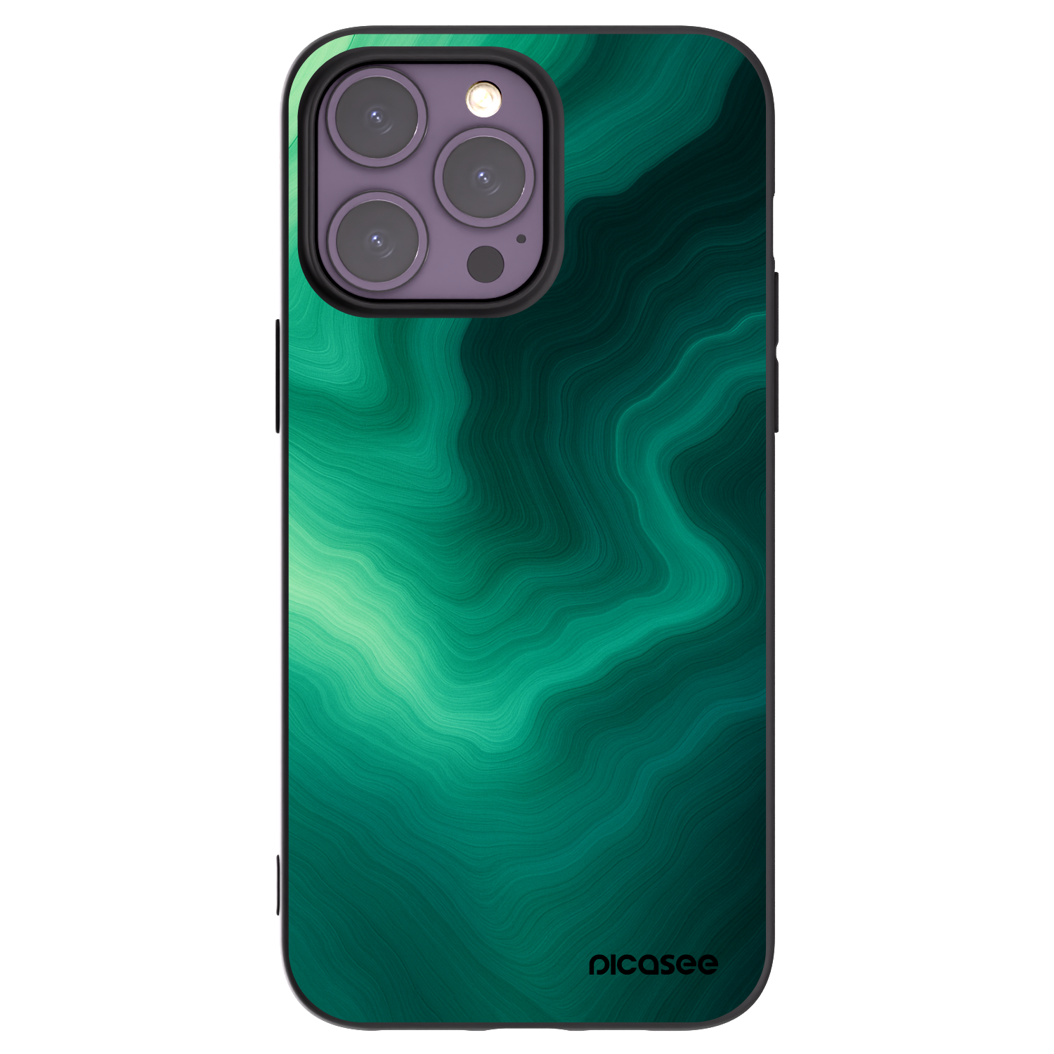 Picasee Apple iPhone 14 Pro Max Hülle - Schwarzes Silikon - Malachite