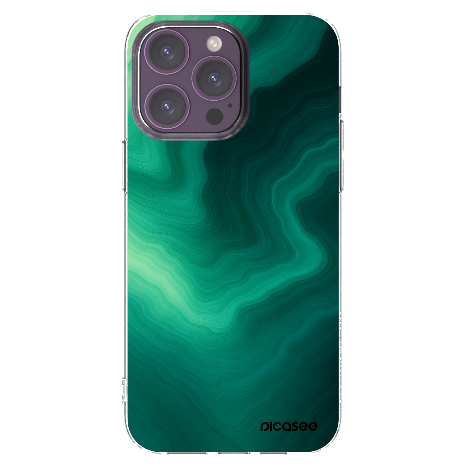 Picasee Apple iPhone 14 Pro Max Hülle - Transparentes Silikon - Malachite