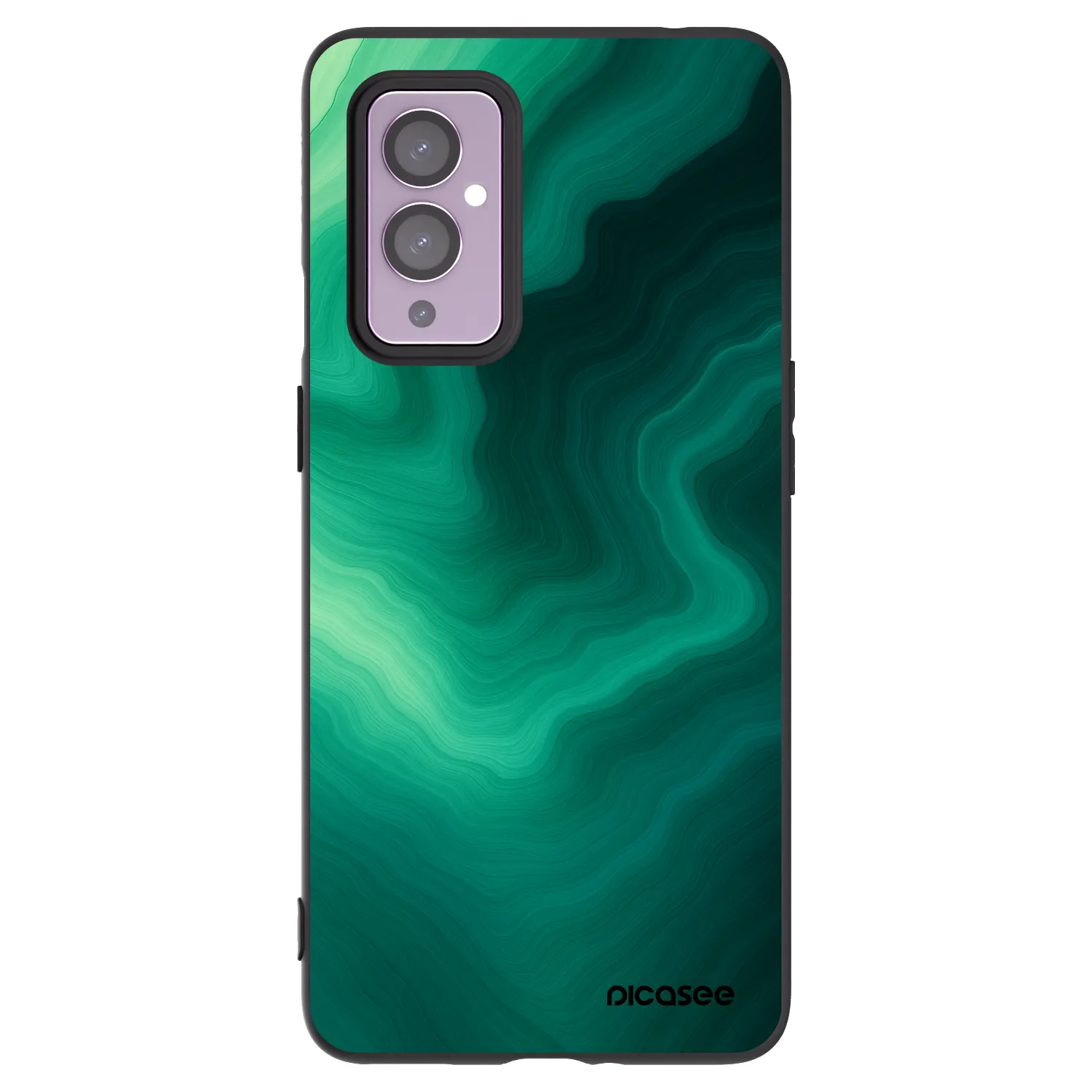 Picasee OnePlus 9 Hülle - Schwarzes Silikon - Malachite
