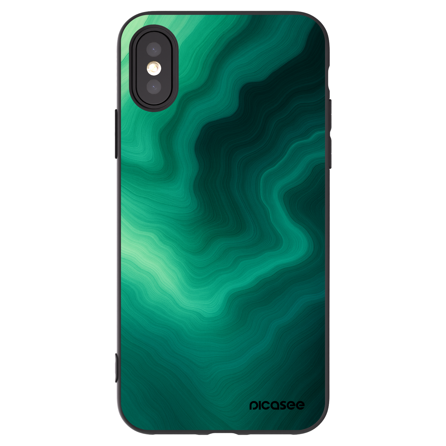 Picasee Apple iPhone X/XS Hülle - Schwarzes Silikon - Malachite